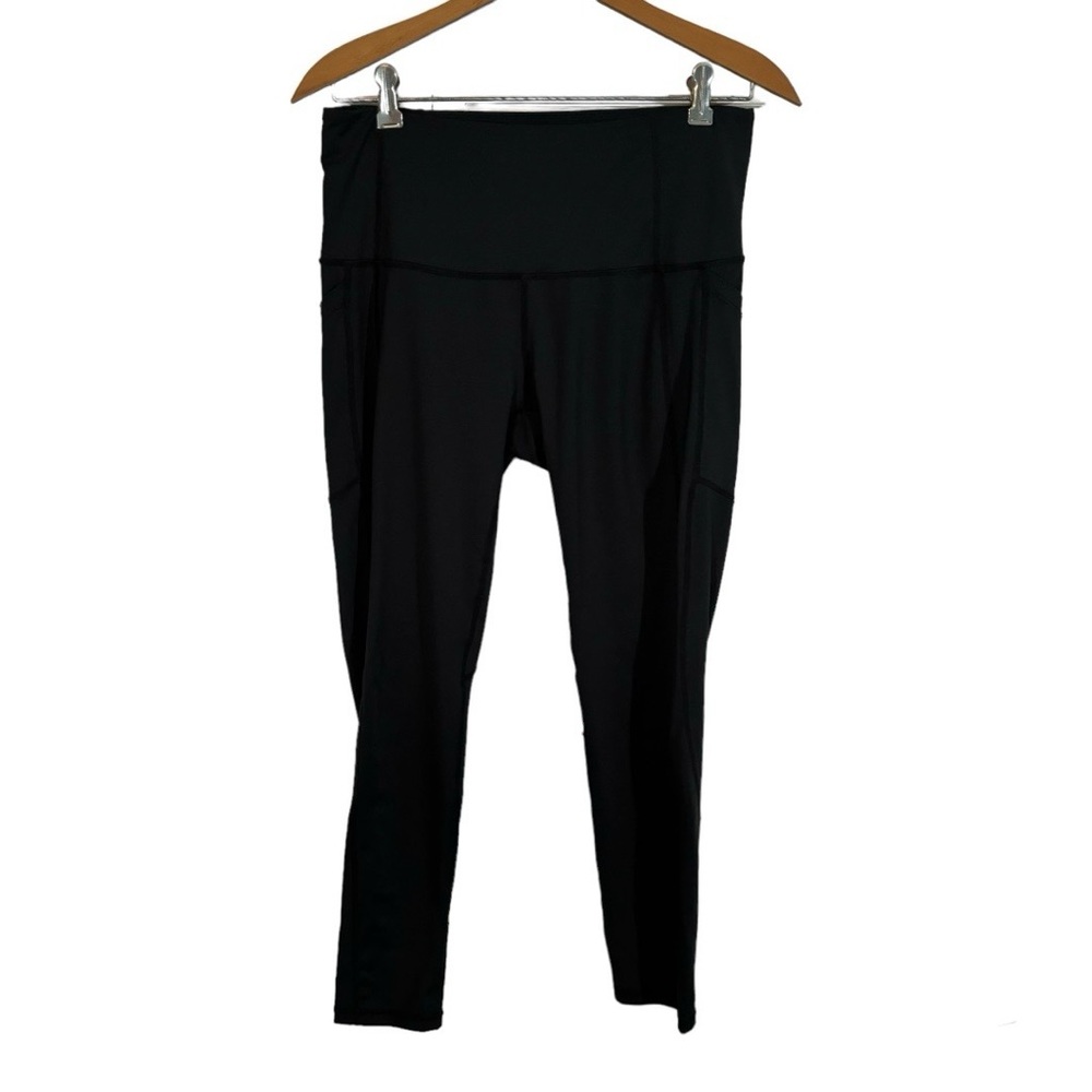 Black Leggings Pockets Athletic Gym Workout Active Running L